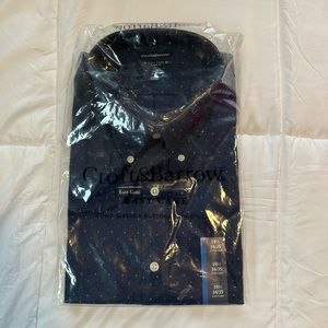 NWT Men’s Croft & Barrow Navy Dress Shirt. Size 18.5, 34-35.